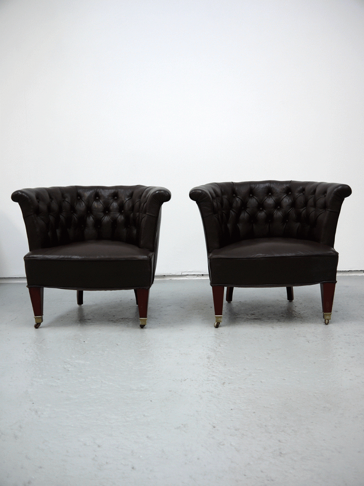 Danish – Pair of Leather Library Chairs